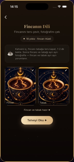 Kahve falı: fincan ve tabak fotoğrafı